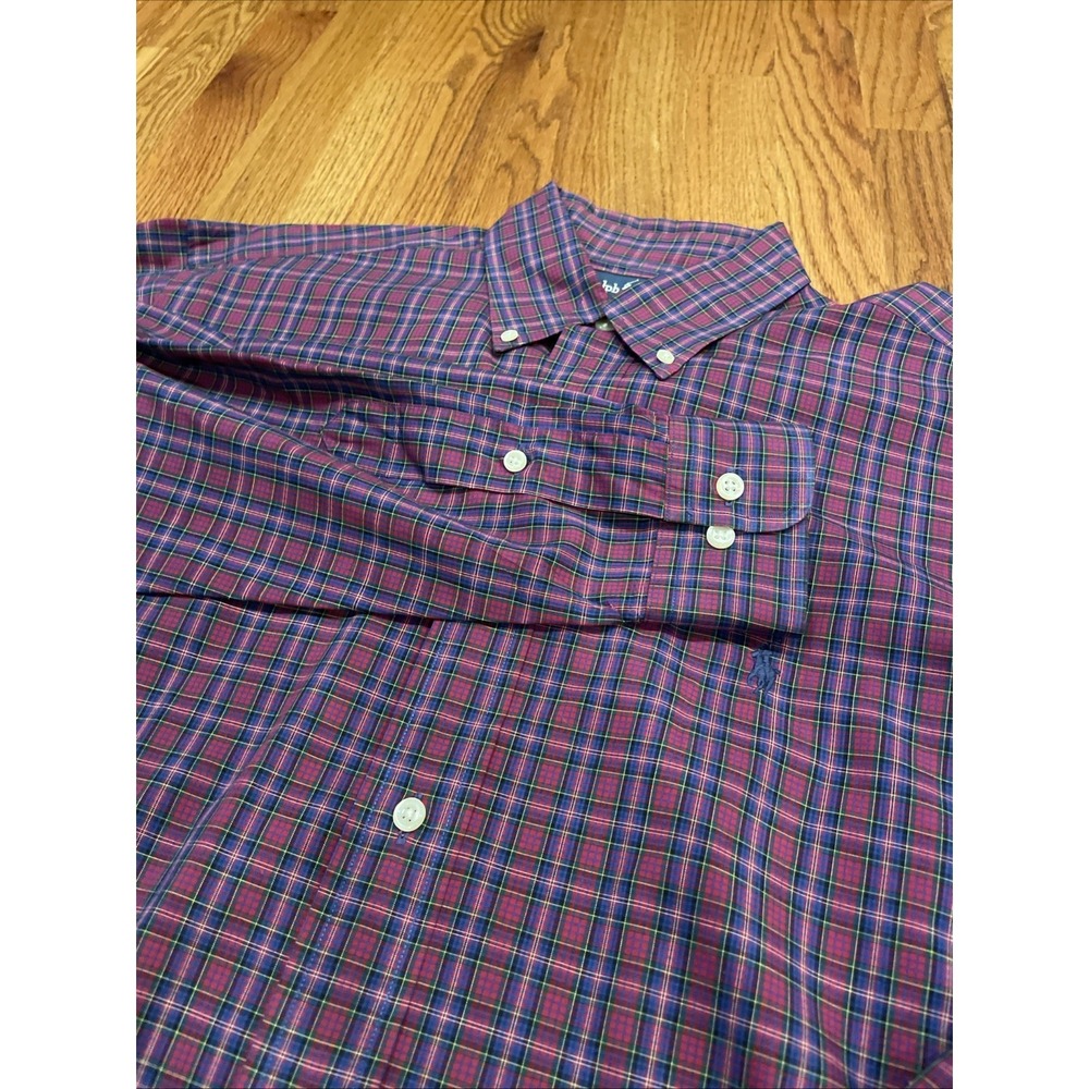 Ralph Lauren Men's Yarmouth‎ Shirt 100% Cotton Red Check Plaid Size 15.5 32/33